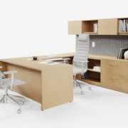 This is a desk configuration option for the Haworth Masters Series Desk. Private Office Design. Executive Office Desk. Desk with storage.