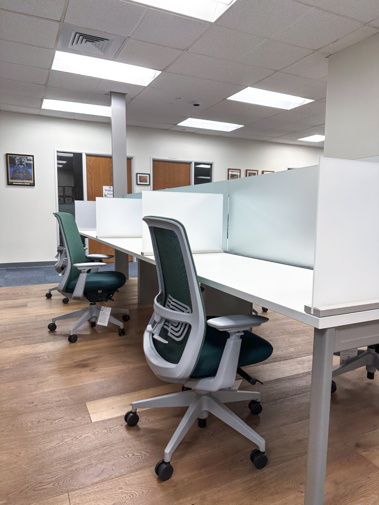 Workstation and Task Chair with Glass Separators